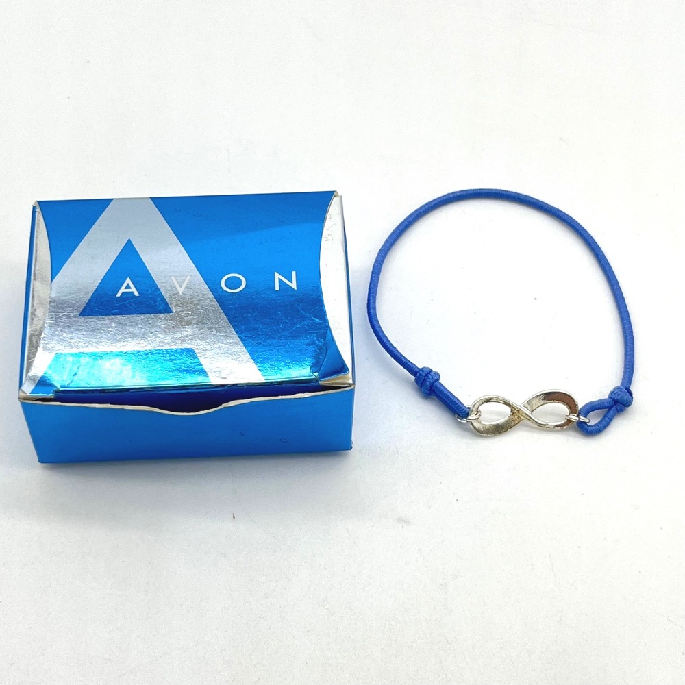 2007 Avon Empowerment Infinity Bracelet Blue Stretch Cord Silver Tone New in Box